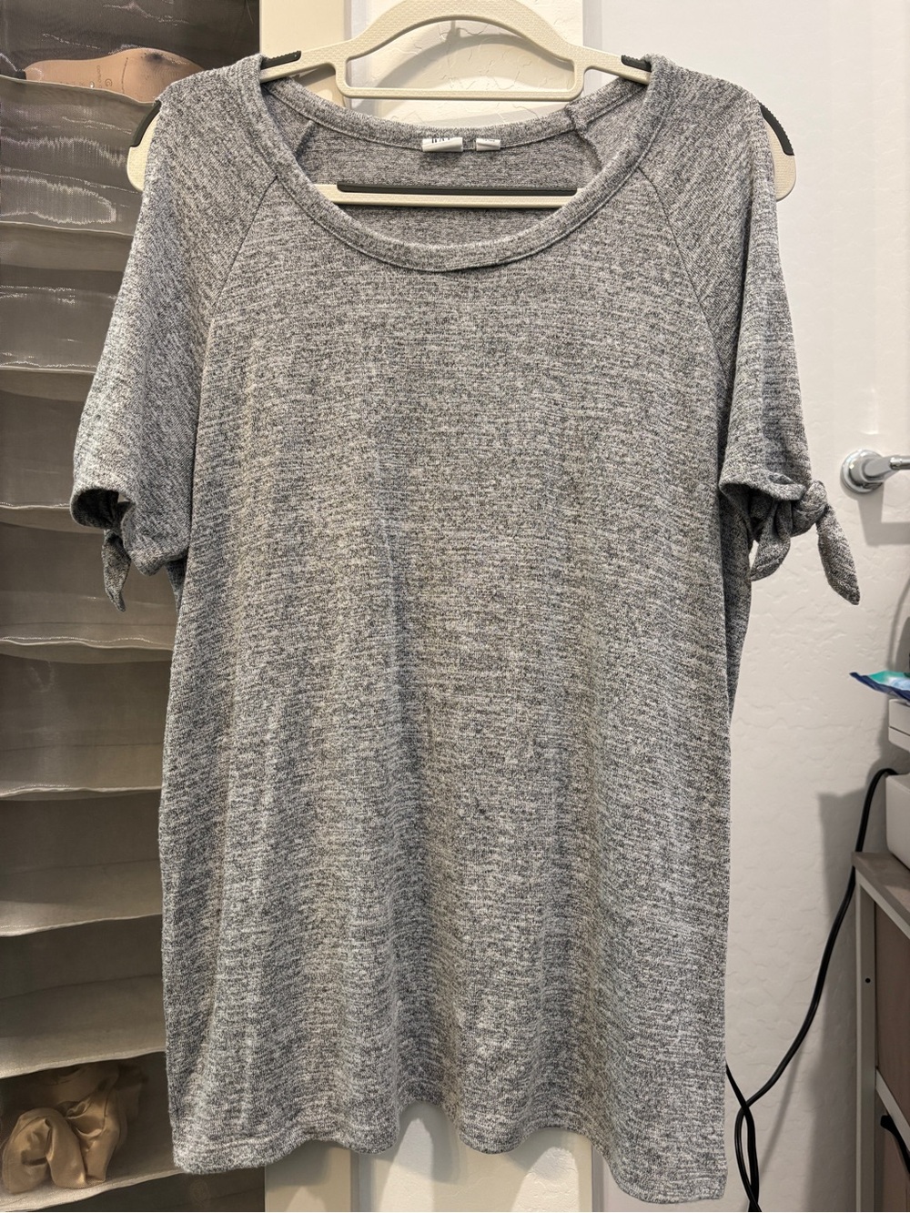 The Gap Grey Knit Short-Sleeve Cold Shoulder Shirt